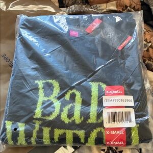 NWT Vince Camuto Black sweater with Neon green words size xs